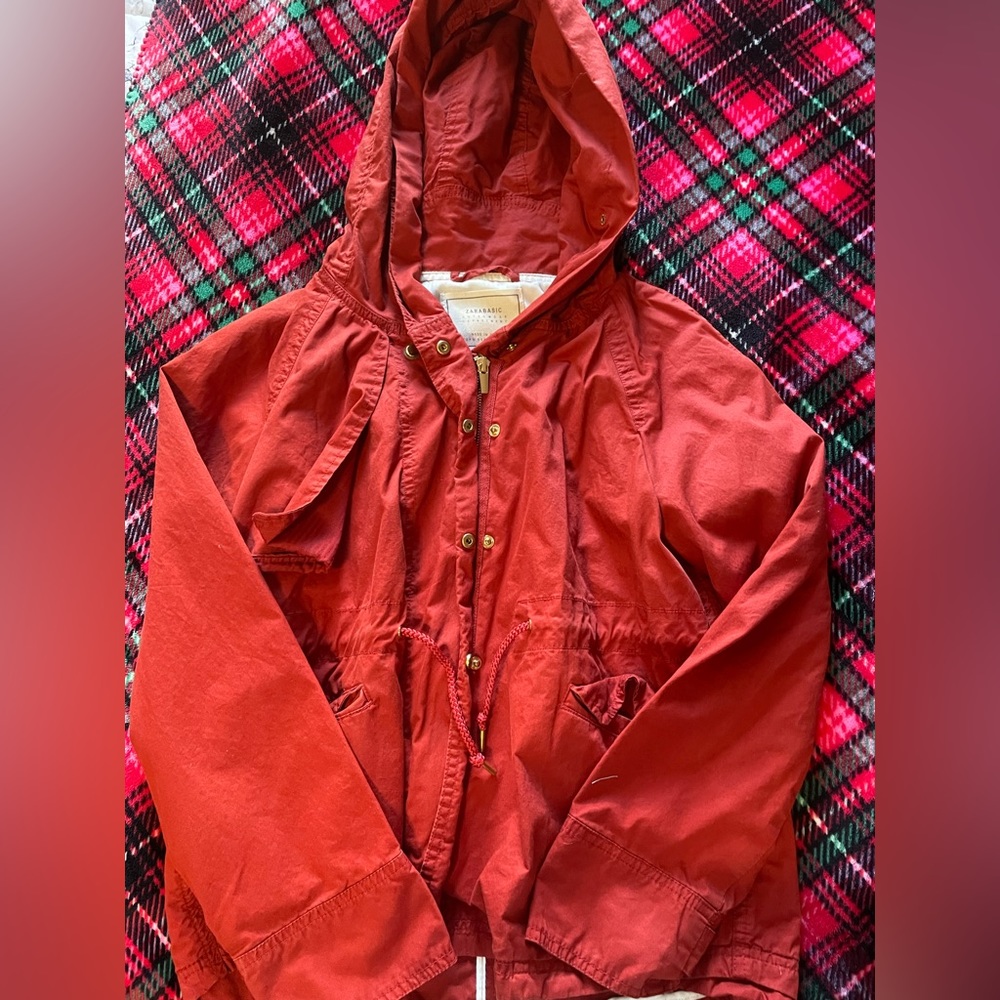 Zara basic, red colored, good condition, washed and worn